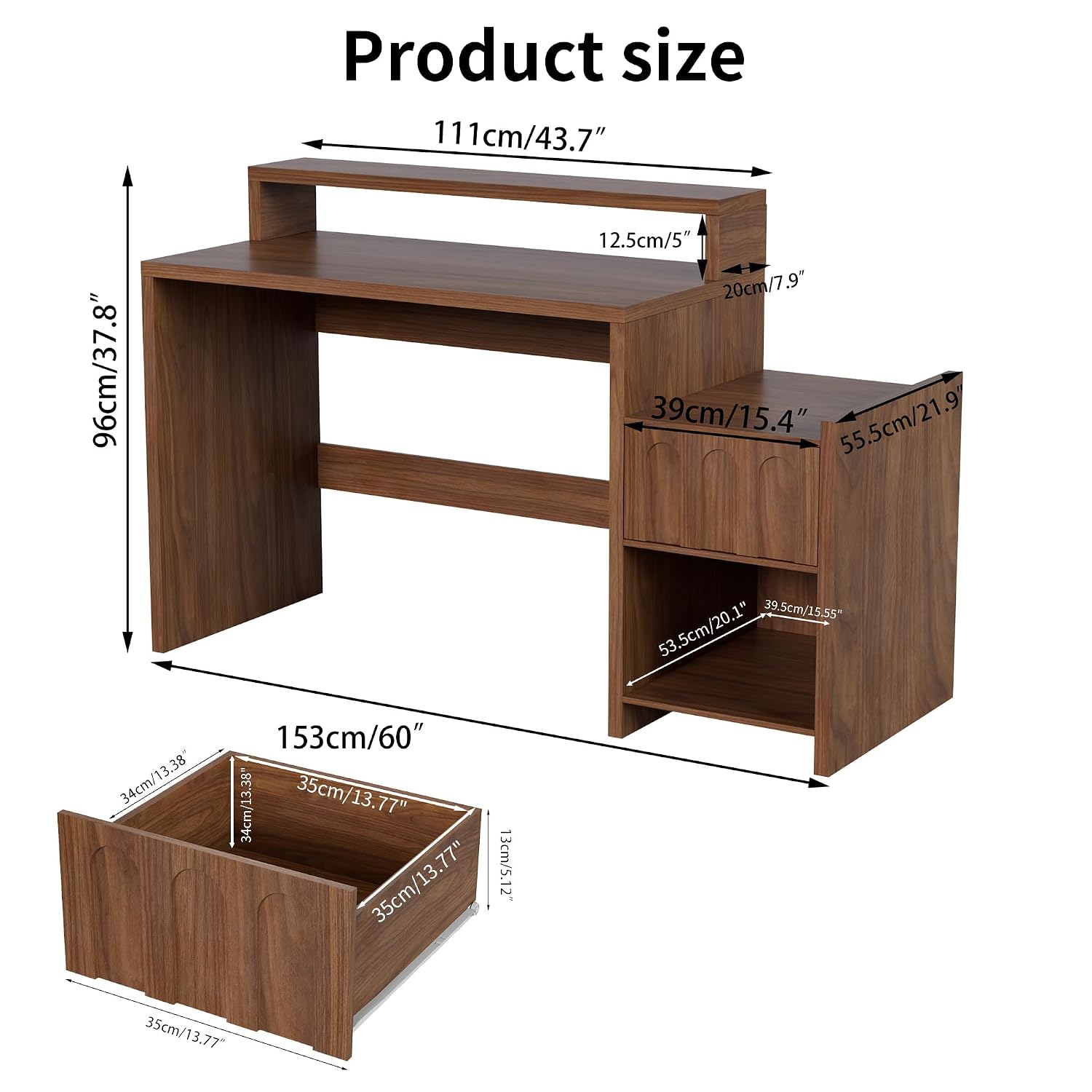 60 Inch Executive Desk with Dr - Home Office Work Table recension och pris