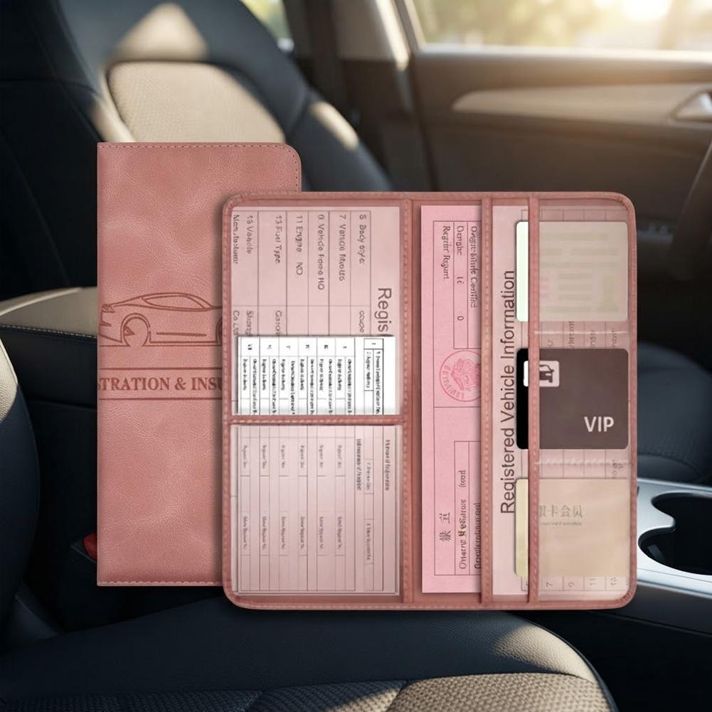 PU Leather Car Registration In - Document Holder Stand recension och pris