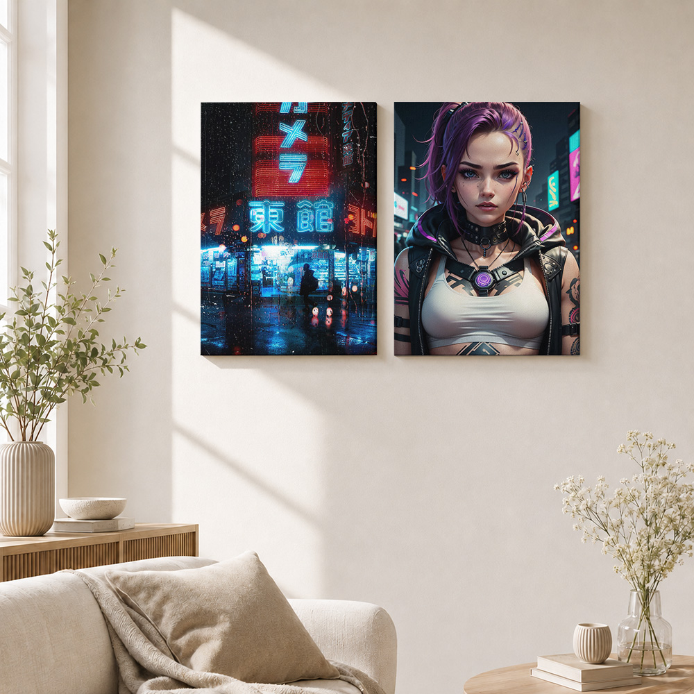 Cyberpunk Canvas Print Poster  - Home Office Or recension och pris